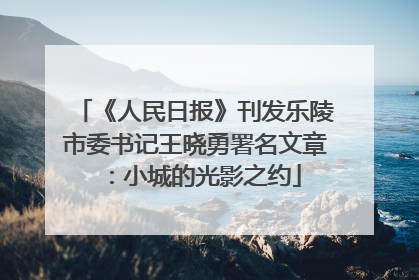 《人民日报》刊发乐陵市委书记王晓勇署名文章：小城的光影之约