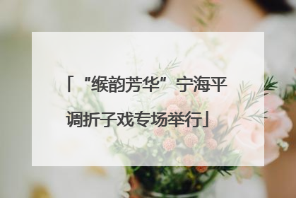 “缑韵芳华”宁海平调折子戏专场举行