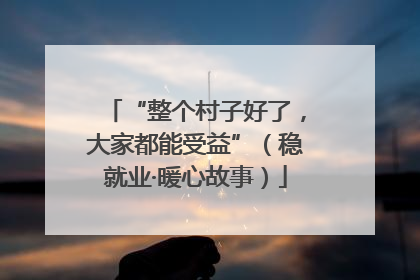 “整个村子好了，大家都能受益”（稳就业·暖心故事）