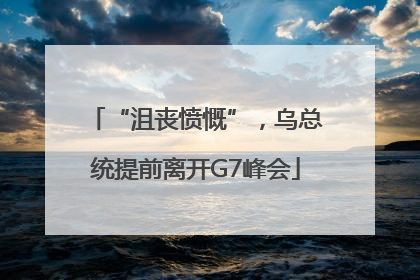 “沮丧愤慨”，乌总统提前离开G7峰会
