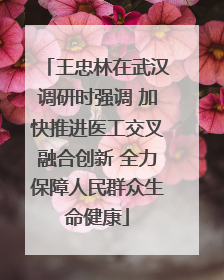 王忠林在武汉调研时强调 加快推进医工交叉融合创新 全力保障人民群众生命健康
