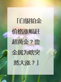 白银铂金价格涨幅赶超黄金？贵金属为啥突然大涨？