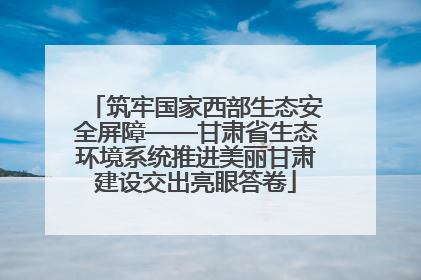 筑牢国家西部生态安全屏障——甘肃省生态环境系统推进美丽甘肃建设交出亮眼答卷