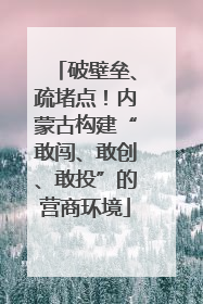 破壁垒、疏堵点！内蒙古构建“敢闯、敢创、敢投”的营商环境
