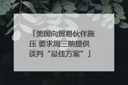 美国向贸易伙伴施压 要求周三前提供谈判“最佳方案”