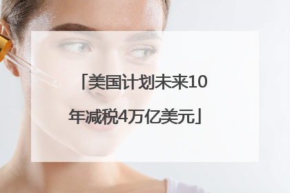 美国计划未来10年减税4万亿美元