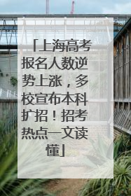 上海高考报名人数逆势上涨，多校宣布本科扩招！招考热点一文读懂
