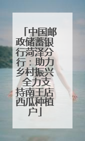 中国邮政储蓄银行菏泽分行:助力乡村振兴 全力支持南王店西瓜种植户