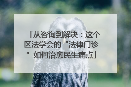 从咨询到解决：这个区法学会的“法律门诊”如何治愈民生痛点