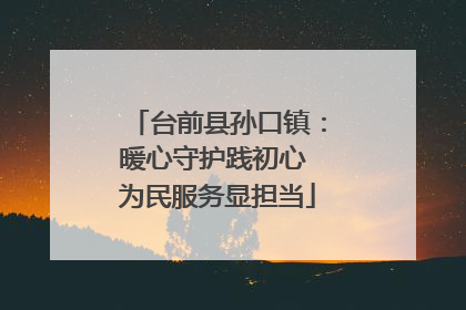 台前县孙口镇：暖心守护践初心 为民服务显担当