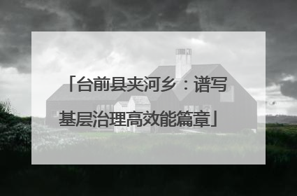 台前县夹河乡：谱写基层治理高效能篇章