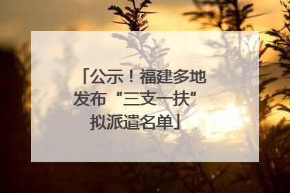 公示！福建多地发布“三支一扶”拟派遣名单