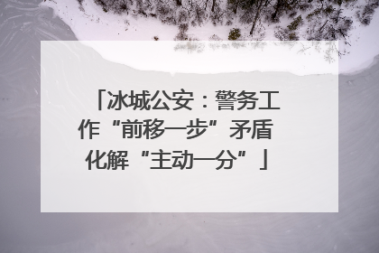 冰城公安：警务工作“前移一步”矛盾化解“主动一分”