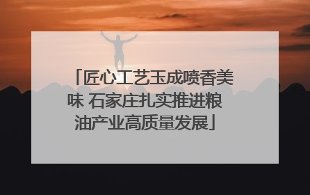 匠心工艺玉成喷香美味 石家庄扎实推进粮油产业高质量发展