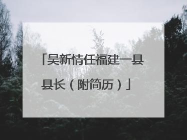 吴新情任福建一县县长（附简历）