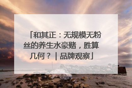 和其正：无规模无粉丝的养生水豪赌，胜算几何？｜品牌观察