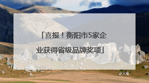 喜报！衡阳市5家企业获得省级品牌奖项