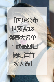国足公布世预赛18强赛大名单：武磊回归 杨明洋首次入选