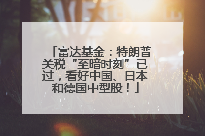 富达基金：特朗普关税“至暗时刻”已过，看好中国、日本和德国中型股！