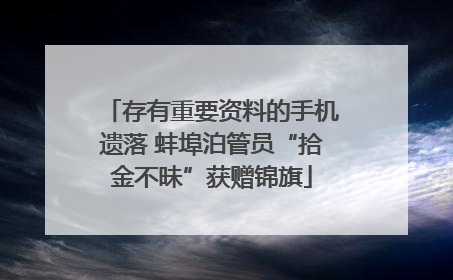存有重要资料的手机遗落 蚌埠泊管员“拾金不昧”获赠锦旗
