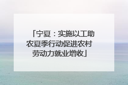 宁夏：实施以工助农夏季行动促进农村劳动力就业增收