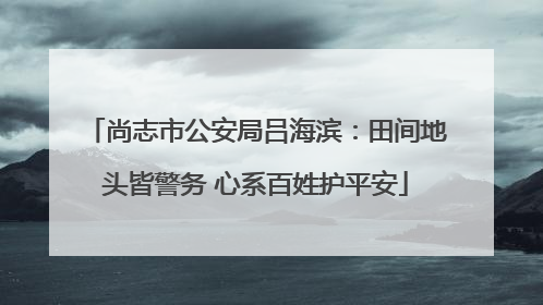 尚志市公安局吕海滨：田间地头皆警务 心系百姓护平安