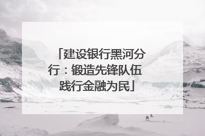 建设银行黑河分行：锻造先锋队伍 践行金融为民