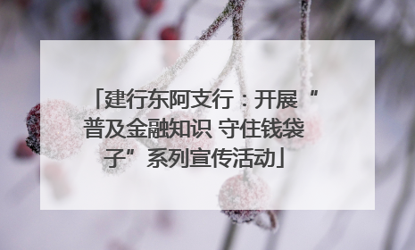 建行东阿支行：开展“普及金融知识 守住钱袋子”系列宣传活动