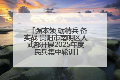 强本领 砺精兵 备实战 贵阳市南明区人武部开展2025年度民兵集中轮训