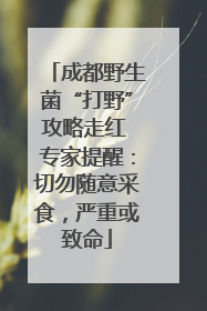 成都野生菌“打野”攻略走红 专家提醒：切勿随意采食，严重或致命