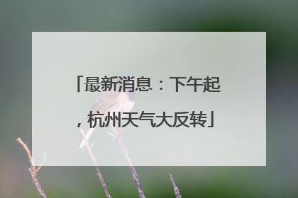最新消息：下午起，杭州天气大反转