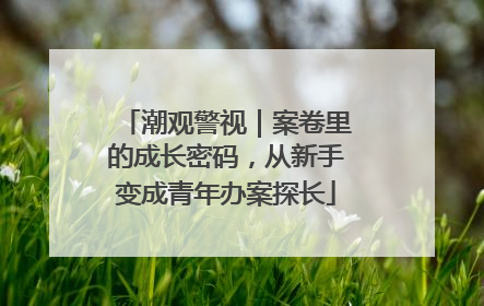 潮观警视｜案卷里的成长密码，从新手变成青年办案探长