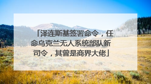 泽连斯基签署命令，任命乌克兰无人系统部队新司令，其曾是商界大佬