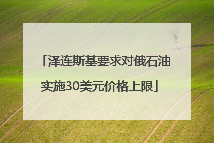 泽连斯基要求对俄石油实施30美元价格上限