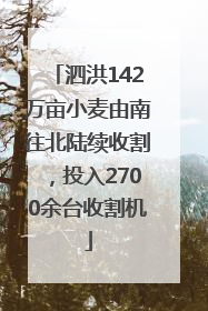 泗洪142万亩小麦由南往北陆续收割，投入2700余台收割机