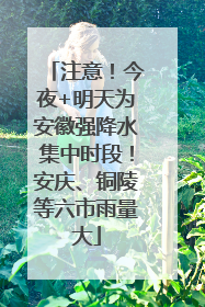 注意！今夜+明天为安徽强降水集中时段！安庆、铜陵等六市雨量大