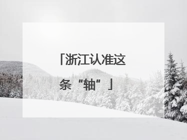 浙江认准这条“轴”