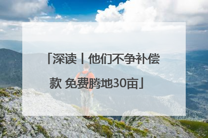 深读丨他们不争补偿款 免费腾地30亩