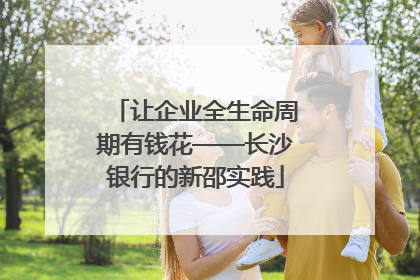 让企业全生命周期有钱花——长沙银行的新邵实践