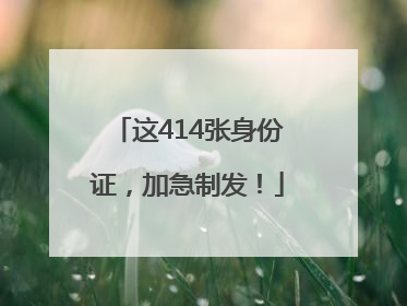 这414张身份证，加急制发！