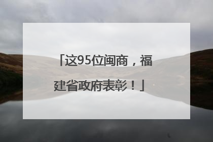 这95位闽商，福建省政府表彰！