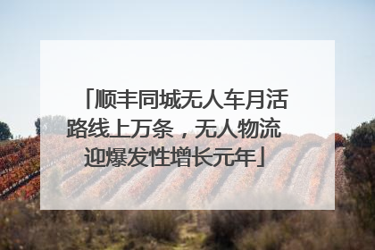 顺丰同城无人车月活路线上万条，无人物流迎爆发性增长元年