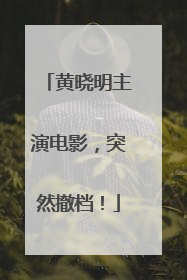 黄晓明主演电影，突然撤档！
