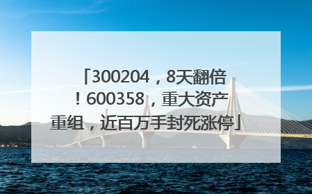 300204，8天翻倍！600358，重大资产重组，近百万手封死涨停